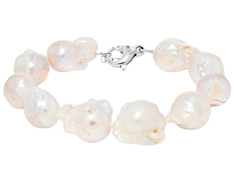 Genusis™ White Cultured Freshwater Pearl Rhodium Over Sterling Silver Bracelet