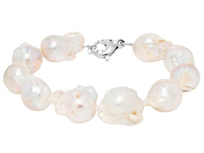 Genusis™ White Cultured Freshwater Pearl Rhodium Over Sterling Silver Bracelet