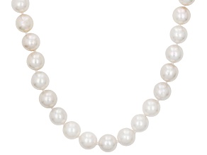 White Cultured Japanese Akoya Pearl Rhodium Over Sterling Silver 18 Inch Strand Necklace