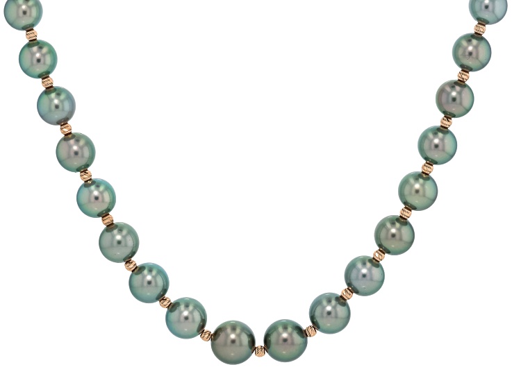 Cultured Tahitian Pearl 14k Yellow Gold 18 Inch Strand Necklace