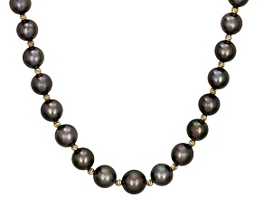 Cultured Tahitian Pearl 14k Yellow Gold 18 Inch Strand Necklace