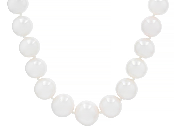 White Cultured Freshwater Pearl 14k Yellow Gold 18 Inch Strand Necklace