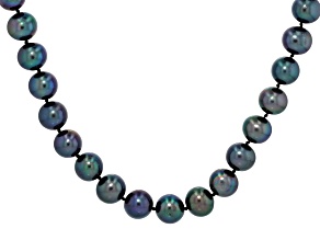 Black Cultured Freshwater Pearl Rhodium Over Sterling Silver 18 Inch Strand Necklace
