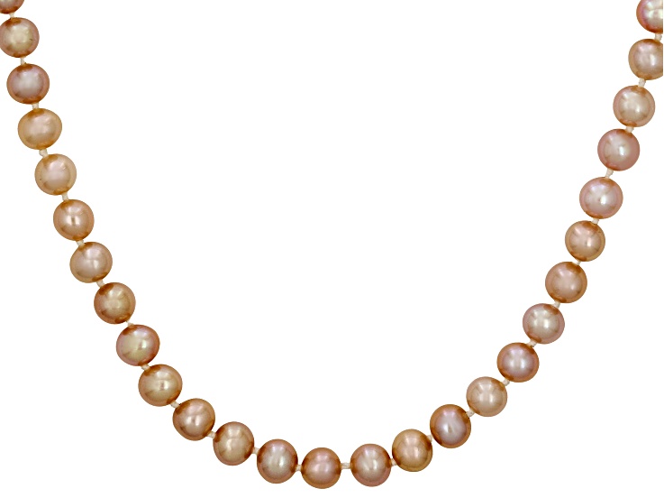 Pink Cultured Freshwater Pearl Rhodium Over Sterling Silver 16 Inch Strand Necklace