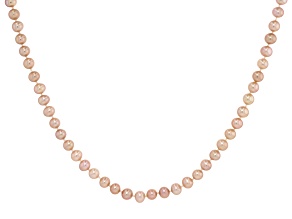 Pink Cultured Freshwater Pearl Rhodium Over Sterling Silver 20 Inch Strand Necklace