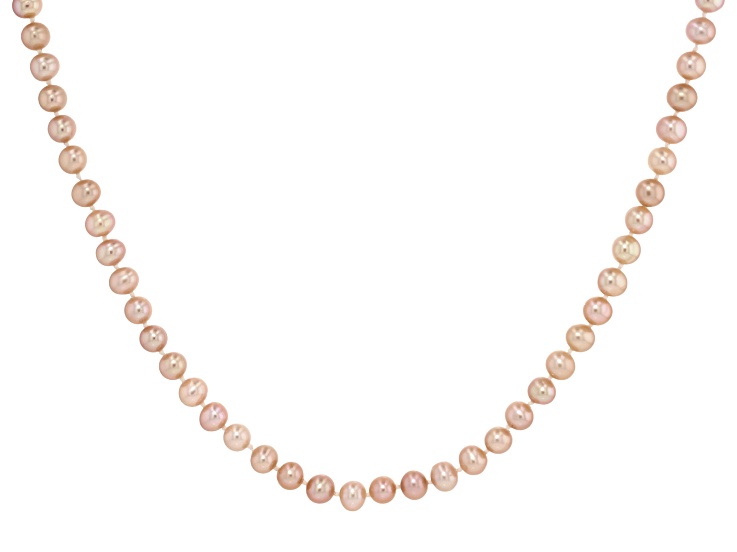 Pink Cultured Freshwater Pearl Rhodium Over Sterling Silver 20 Inch Strand Necklace