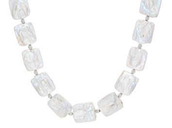 Picture of 12-16mm White Cultured Freshwater Pearl Rhodium Over Sterling Silver 18" Strand Necklace