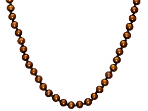 4.5mm Mahogany Cultured Freshwater Pearl 14k Yellow Gold Over Sterling Silver 20" Strand Necklace