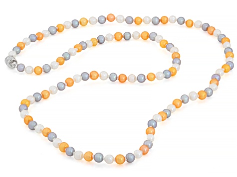 Genusis™ Multi-Color Cultured Freshwater Pearl Rhodium Ove