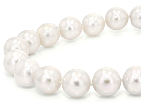 12mm White Cultured Freshwater Pearl Rhodium Over Sterling Silver