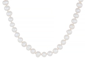 White Cultured Fresh Water Pearl Rhodium Over Sterling Silver 18" Strand Necklace