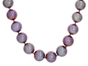 Purple Cultured Freshwater Pearl Rhodium Over Sterling Silver 18" Strand Necklace