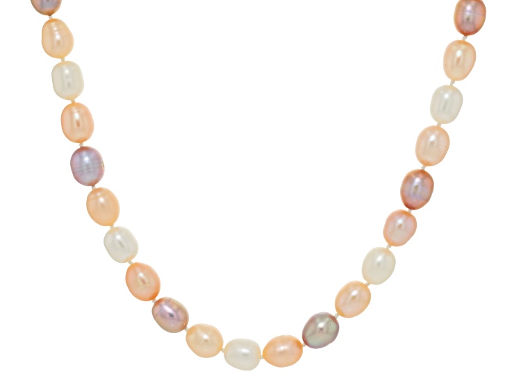 Multi-Color Cultured Freshwater Pearl Rhodium Over Sterling Silver 18" Strand Necklace