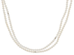 White Cultured Freshwater Pearl Sterling Silver 64" Endless Strand Necklace