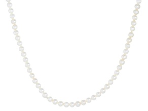 White Cultured Freshwater Pearl Rhodium Over Sterling Silver 18" Strand Necklace