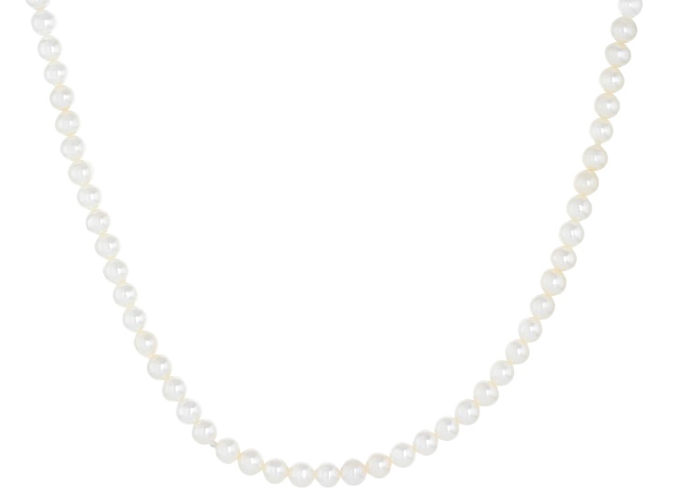 White Cultured Freshwater Pearl Rhodium Over Sterling Silver 18" Strand Necklace