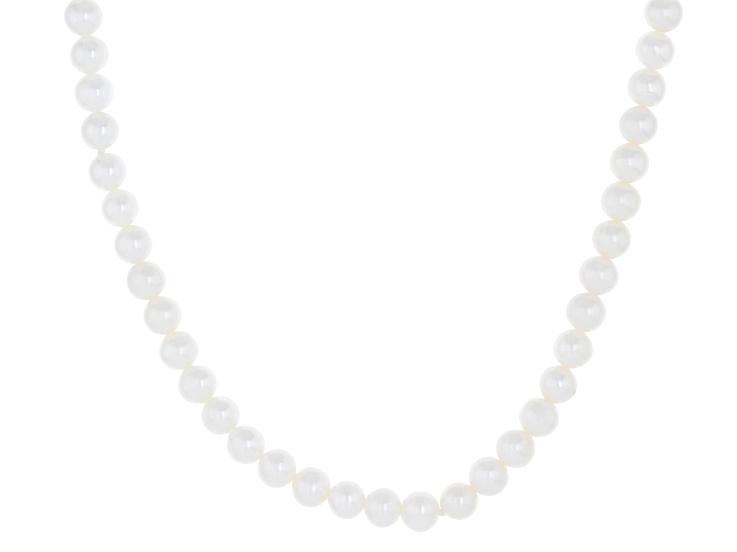 White Cultured Fresh Water Pearl Rhodium Over Sterling Silver 18" Strand Necklace