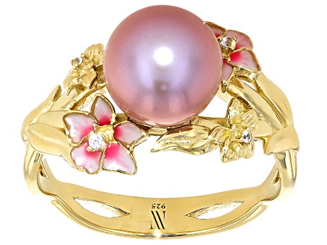 Genusis™ Multi-Color Freshwater Pearl 14k Yellow Gold Over Silver