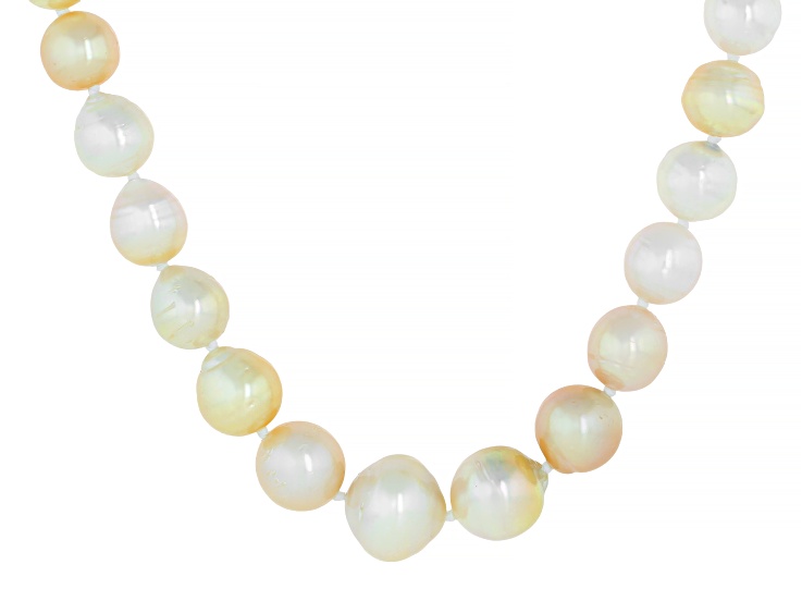 Multicolor Cultured South Sea Pearl 18K yellow Gold Over Sterling Silver 18 Inch Necklace