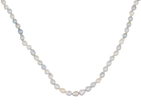 Multi-Color Cultured Japanese Akoya Pearl Rhodium Over Sterling Silver 16 Inch Strand Necklace