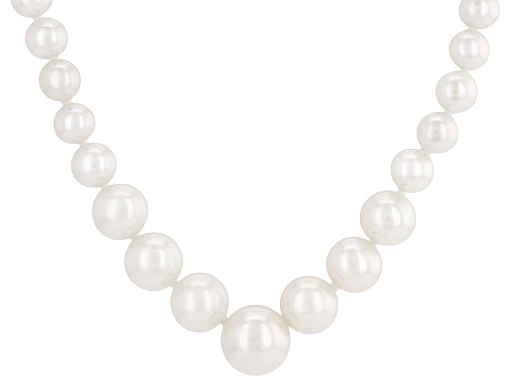 Genusisâ„¢ White Cultured Freshwater Pearl Rhodium Over Sterling Silver 20 Inch Necklace