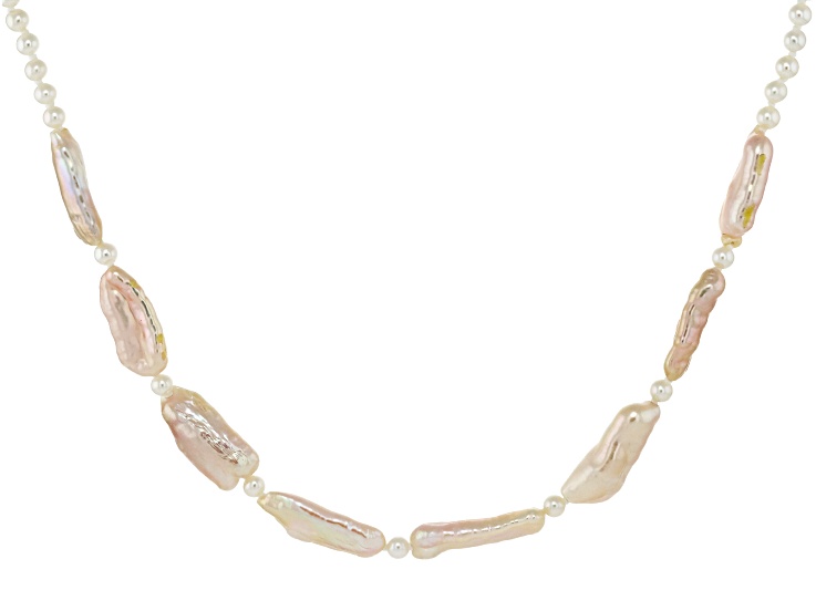 Genusisâ„¢ White Cultured Freshwater Pearl Rhodium Over Silver 24 Inch Necklace