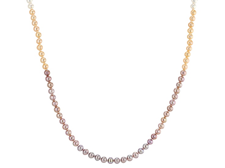 Genusisâ„¢ Multi Color Cultured Freshwater Bitsy Pearl Rhodium Over Sterling Silver 18 Inch Necklace