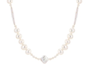 Genusis™ White Cultured Freshwater Pearl Rhodium Over Silver 20 Inch Necklace