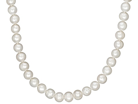 White Cultured Freshwater Pearl Rhodium Over Sterling Silver 16