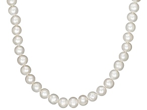 White Cultured Freshwater Pearl Rhodium Over Sterling Silver 32 Inch Necklace