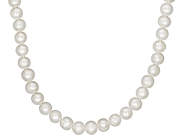 White Cultured Freshwater Pearl Rhodium Over Sterling Silver 32