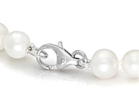 White Cultured Freshwater Pearl Rhodium Over Sterling Silver 32