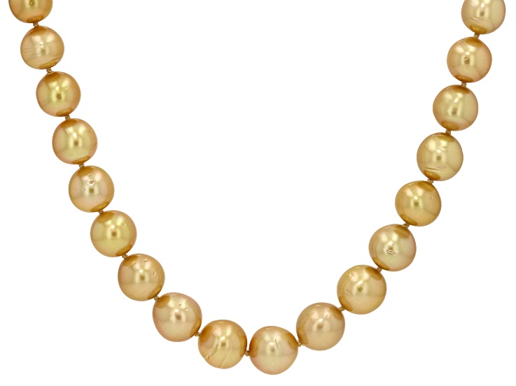 Golden Cultured South Sea Pearl 14K Yellow Gold Over Sterling Silver 18 ...