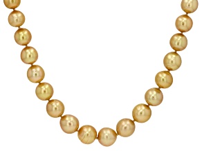 Golden Cultured South Sea Pearl 14K Yellow Gold Over Sterling Silver 18" Strand Necklace