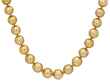Picture of Golden Cultured South Sea Pearl 14K Yellow Gold Over Sterling Silver 18" Strand Necklace