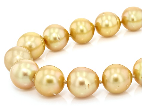 Golden Cultured South Sea Pearl 14K Yellow Gold Over Sterling Silver 18 ...