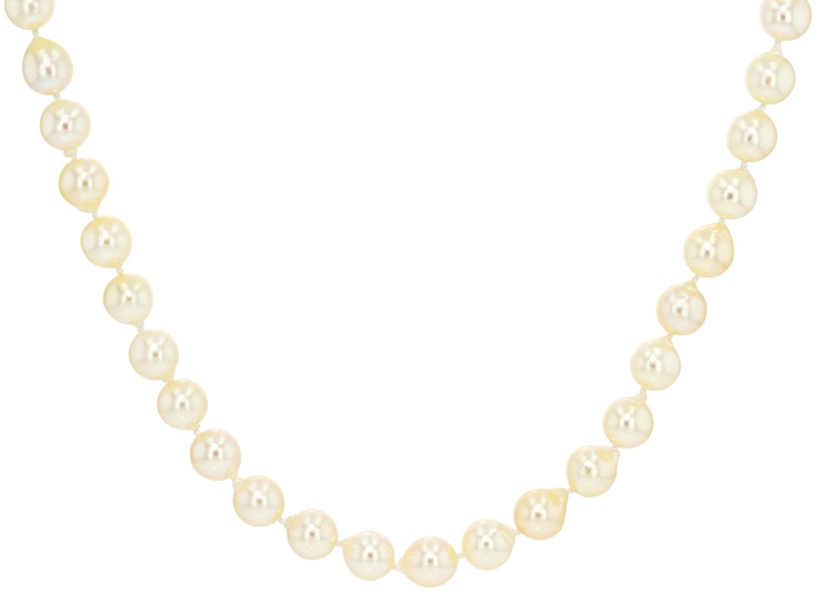 Candlelight Cultured Japanese Akoya Pearl Sterling Silver 18 Inch Strand Necklace