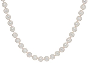 White Cultured Japanese Hanadama Akoya Pearl 14K Yellow Gold 18 Inch Necklace