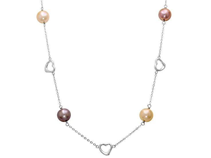 Genusis™ Multi Color Natural Freshwater Pearl Rhodium Over Silver