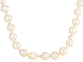 White Cultured Japanese Akoya Pearl Sterling Silver 18 Inch Strand Necklace