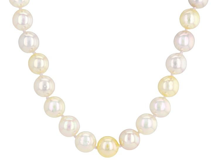 Multi-Color Cultured Japanese Akoya Pearl Sterling Silver 18 Inch Strand Necklace