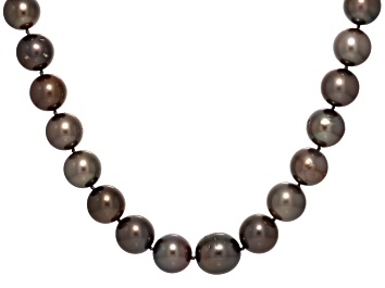 Picture of Espresso Color Cultured Tahitian Pearl Sterling Silver 18 Inch Strand Necklace