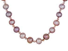 Genusis™ Purple, Pink & Lavender Cultured Freshwater Pearl Rhodium Over Silver 18" Strand Necklace