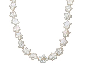 White Cultured Freshwater Pearl Rhodium Over Sterling Silver 18 Inch Strand Necklace