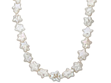 Picture of White Cultured Freshwater Pearl Rhodium Over Sterling Silver 20 Inch Strand Necklace