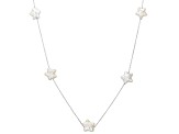 White Cultured Freshwater Pearl Rhodium Over Sterling Silver 18 Inch Station Necklace