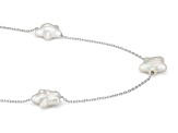 White Cultured Freshwater Pearl Rhodium Over Sterling Silver 18 Inch Station Necklace