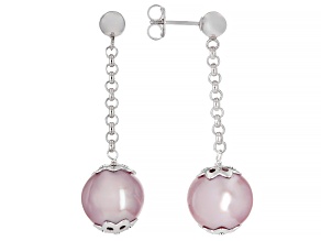 Lavender Cultured Kasumiga Pearl Rhodium Over Sterling Silver Earrings
