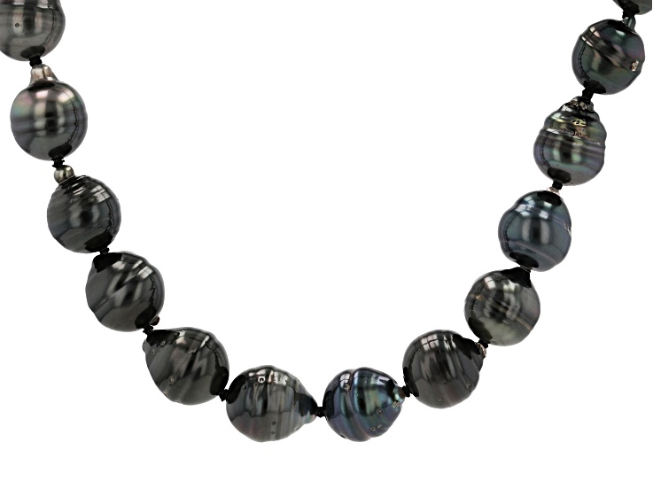 Cultured Tahitian Pearl Rhodium Over Sterling Silver 18" Strand Necklace