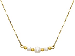 White Cultured Freshwater Pearl 14k Yellow Gold Over Sterling Silver 18 Inch Necklace